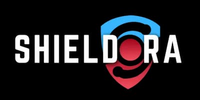 Shieldora logo with the red and blue shield